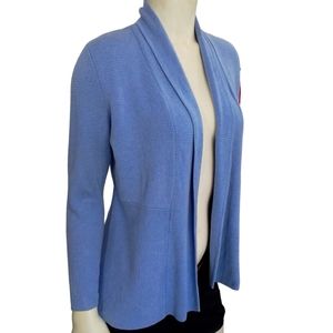 Talbots Petite Small Blue Back Split Knit Open Cardigan